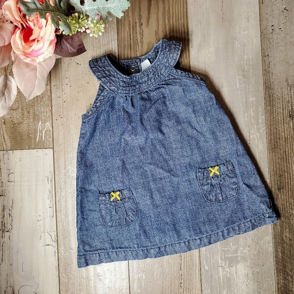 Carter's Denim Chambray Halter Tunic Dress Size 6m EUC 100% Cotton - Picture 6 of 8